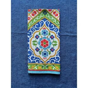 Vintage Fallani & Chon Colorful Mandala Linen Tea Towel
